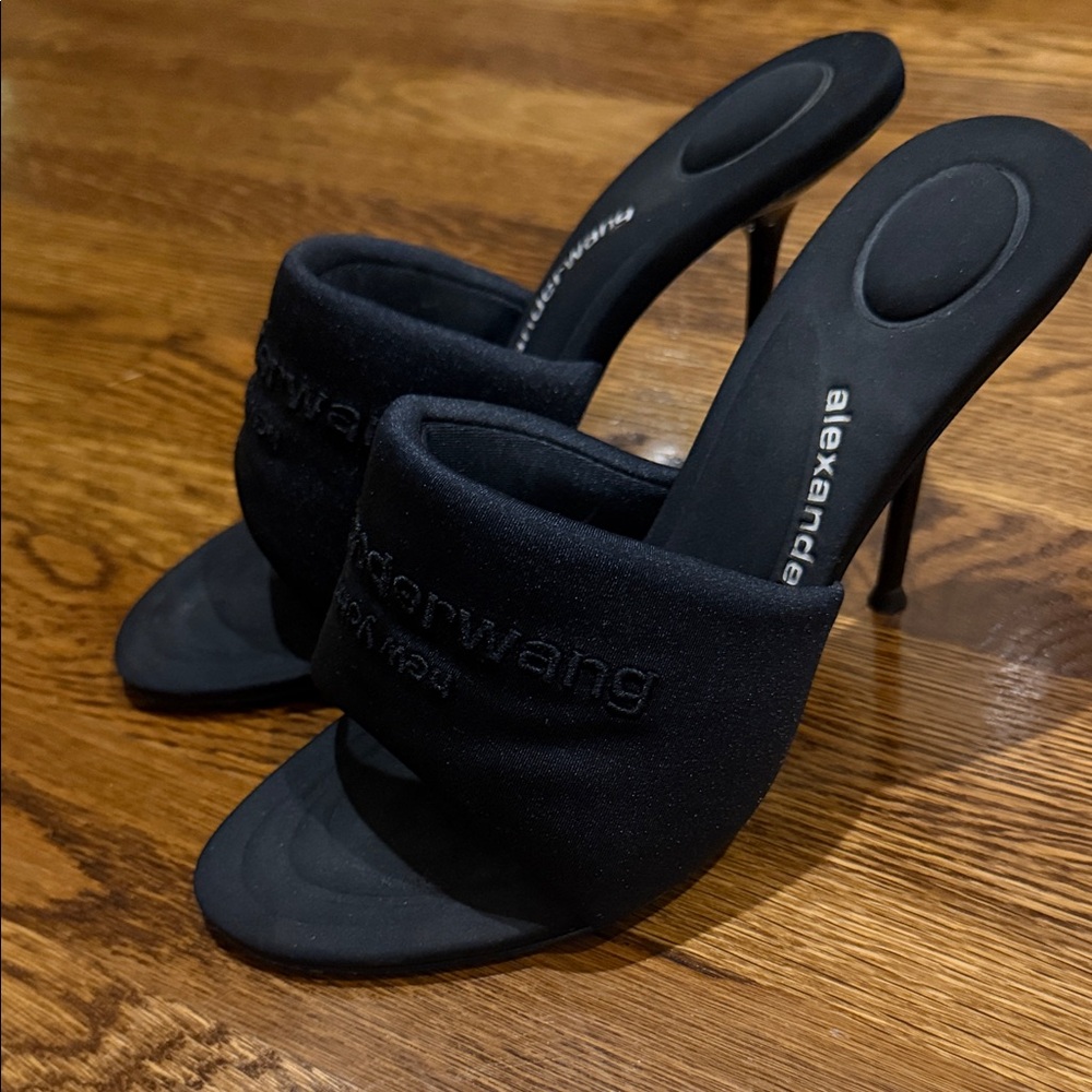 Alexander Wang Black Velvet Stiletto Mules